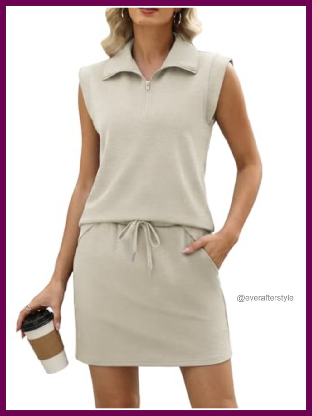 Women's 2 Piece Skirt Set Half Zip Top Summer Travel Outfit